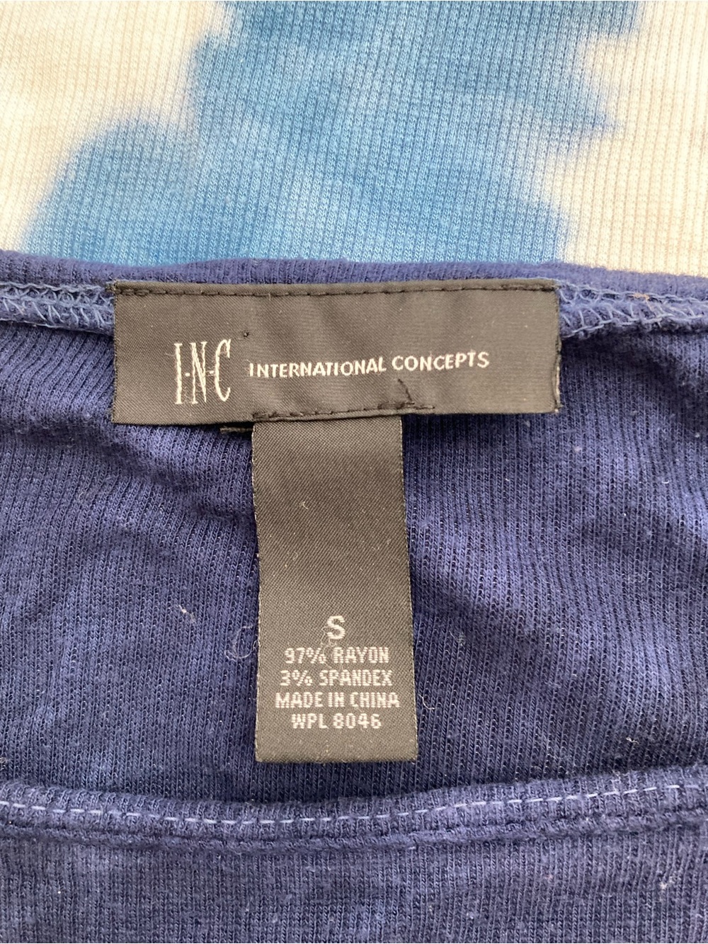 INC International Concepts Navy and White Short-Sleeve Tie-Dye Tee - Picture 4 of 5